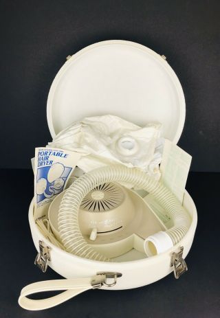 Vintage Ge Deluxe Portable Soft Bonnet Hair Dryer W/carry Case Hd - 21 4 Settings
