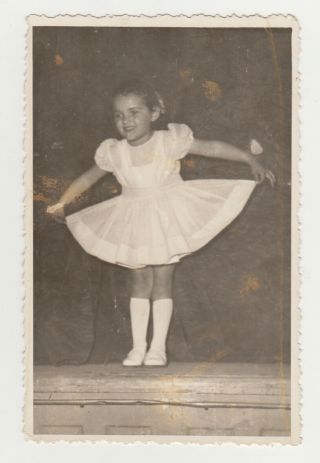 1930s Pretty Cute Little Girl Child In Dress Dancing Old Photo