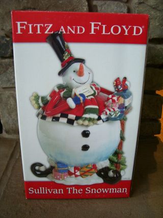 Fitz & Floyd Sullivan The Snowman Cookie Jar Nib