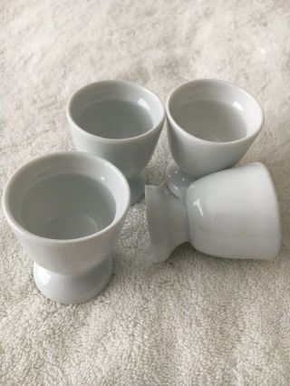 Set Of 4 Aplico France Porcelain White Egg Cups 2.  5x2” Euc