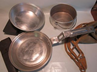 Vintage Boy Scout Mess Kit,  Pot Pan Fork Knife Spoon Holder Camping Gear