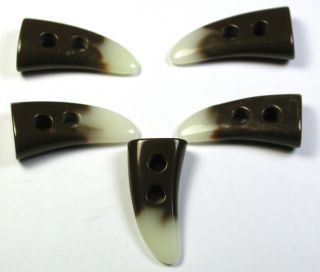 Bb Vintage Horn Button Set Of 5 Lg Size Tooth Shape Toggle 1 & 1/2 "