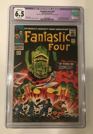 Fantastic Four 49 Cgc 6.  5 Off - White Pages Restored 1st Full App Of Galactus Ff