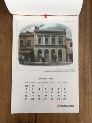 Vintage 1972 National Australia Bank Calendar Early Commerce In Australia