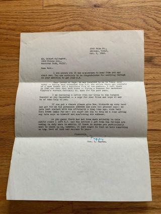 1949 Letter From " Pappy " Paxton Of The Flying Tigers To Another Tiger