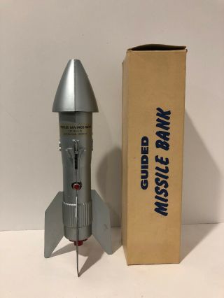 Vintage Astro’s Guided Missile Bank (peoples Saving Bank) Evansville In W/box