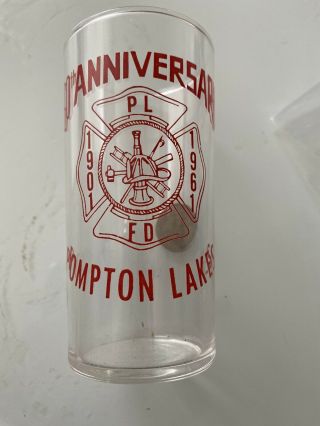 Pompton Lakes Nj Fire Department 1901 - 1961 60th Anniversary Glass