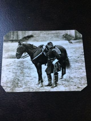 Civil War Military Soldier With Horse Tintype C520rp