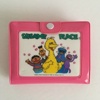Vintage Sesame Street Cookie Monster Big Bird Bert Ernie Pink Vinyl Wallet
