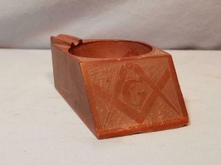 Vintage Masonic Ash Tray Carved From Red Catlinite Stone