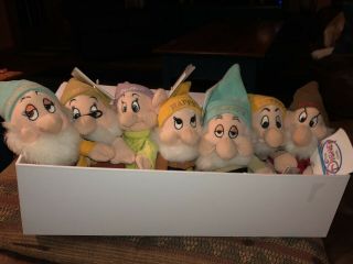 Complete Set Of 7 Disney Store Snow White Seven Dwarfs 8”plush Nwt