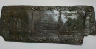 Souvenir Of Jamestown,  Ny.  Bronze Plaque W/ High School,  Hospital,  Library