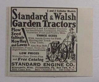 1935 Standard & Walsh Garden Tractors - Standard Engine Co.  Advertisement Ny