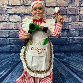 Clothtique Possible Dreams Mrs Claus " Candy Cane Cuts " 2000 Hairdresser