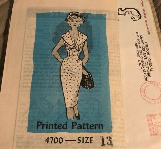 Vintage Mail Order Womens Dress Pattern Sz 13
