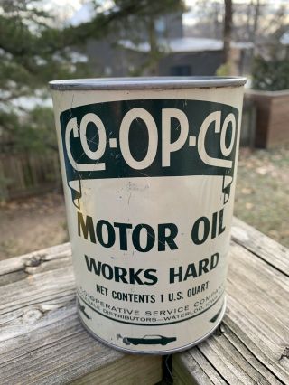 Rare Vintage Co - Op - Co Motor Oil 1 Qt Metal Can Gas Station Sign