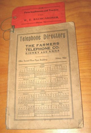 1924 Sidney & Anna Ohio The Farmers Telephone Company Directory Ads 48 Pages