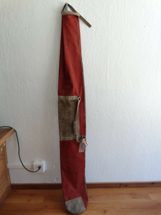 Vintage Lindblad Ski Bag Canvas & Leather Travel Case 80 " Long