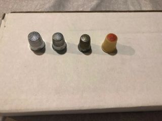 Vintage Silver And Plastic Thimbles Size 10,  Size 8 Set Of 4
