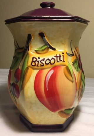 Biscotti Cookie Jar Hand Painted For Nonni 