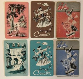 6 Vintage Playing Cards Pretty Ladies Southern Belles 2 Canasta