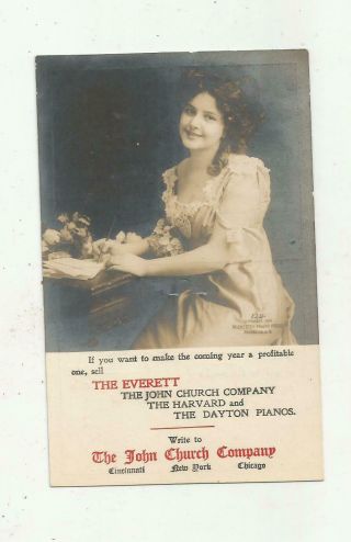 1909 The Everett John Church Co.  Piano Real Photo Sales Card Rochester Ny Press