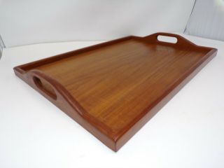 Vintage Mid Century Modern Solid Wood Serving Tray With Handles 373