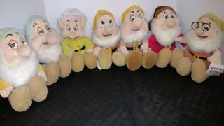 Complete Set Of 7 Disney Store Seven Dwarfs 12 " Plush Toy (sitting)