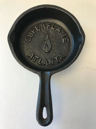 Superflame Gas Company Atlanta Cast Iron Advertising Mini Frying Pan Ashtray