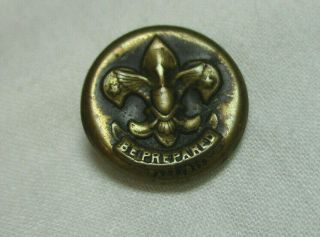 Antique 1911 Brass Boy Scout Button " Be Prepared " Stamped Eisner Exvc