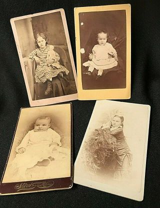 9/3 Cdv Photo S 4 Civil War Era Children Doll Strange Hands Fashion