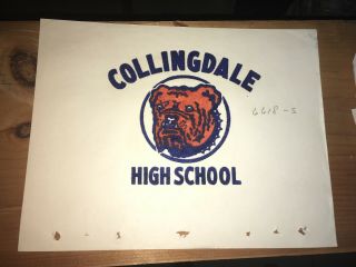 1950s Silkscreen Logo Sample Collingdale High School Bulldogs Pennsylvania Prep