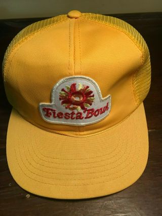 Vintage " Rare " Fiesta Bowl Mesh Trucker Snapback Hat Yellow Cap