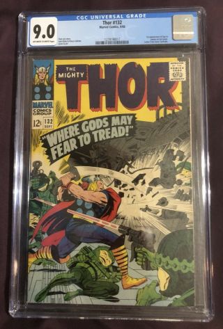 The Mighty Thor 132 Cgc 9.  0 Off - White To White Pages 1st Ego Appearance (cameo)