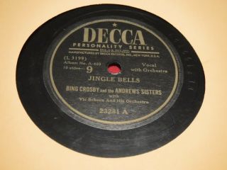 Bing Crosby Andrews Sisters Decca 23281 78 Rpm Jingle Bells Santa Claus Coming