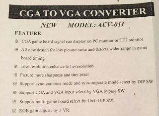 Wei - ya CGA to VGA Converter ACV - 011 For Arcade Video Games 3