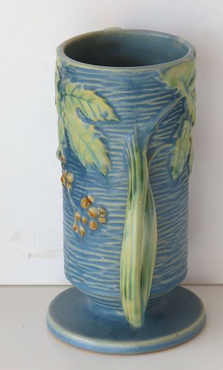 Vintage Roseville Pottery Bushberry Vase 32 - 7 BLUE 2
