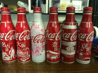 Japan 2017 - 19 Coca - Cola Coke Bottle X6 Empty Open Nagoya Osaka Kyoto Nara Sakura