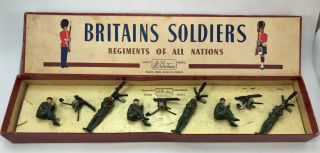 Vintage Britains Soldiers Lead Toy Set 1318 Brt Machine Gunners Sitting Lying