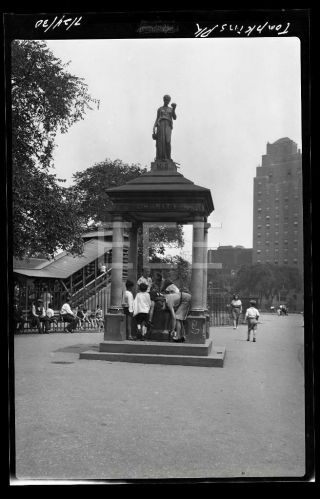 1930 Tompkins Park Statue Manhattan Nyc York City Old Photo Negative 296s