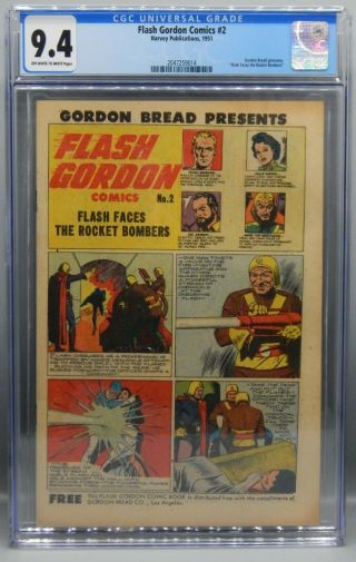 Cgc 9.  4 Harvey Publications Flash Gordon 2 Golden Age Gordon Bread Giveaway Wow
