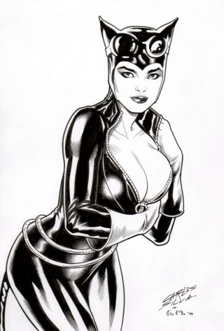 Sexy Catwoman Art Carlos Silva Commission Sketch Pin Up Ed Benes Batman