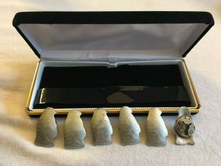 Vintage Penguin Metal Button Covers Functional Set Of 6 With Case