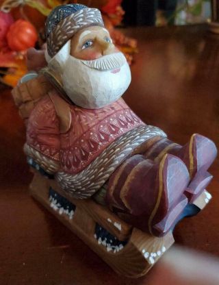 G Debrekht Santa Claus Figurine Bearing Bear Santa Russian Sleigh Ride 2002 Euc