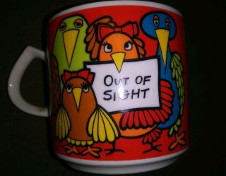 Rare Big Bird Vintage Coffee Mug Cup 1960s Hippie Birds Japan FunKy OUT OF SIGHT 2