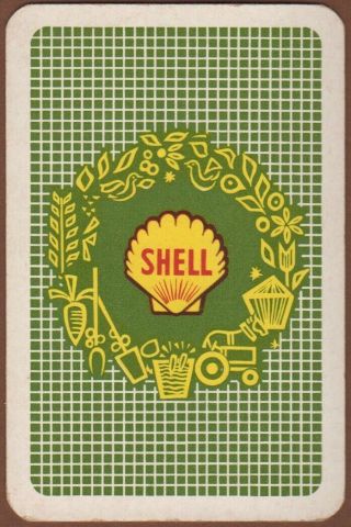 Playing Cards 1 Single Card Old Vintage Shell Petrol Fuel Oil Advertising Art