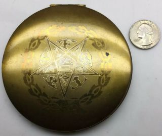 Vintage Large Sized Ladies Order Of The Eastern Star Gold Toned Compact/mirror