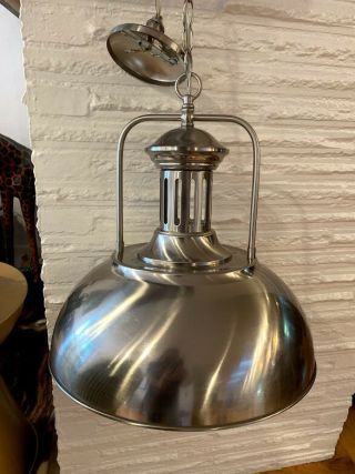 Vintage Style Industrial Dome Shade Metal Brushed Nickel Hanging Light Fixture
