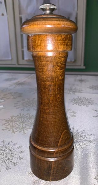 Vintage Peugeot Natural Stained Wood Pepper Grinder 7” Mill Made In France Euc