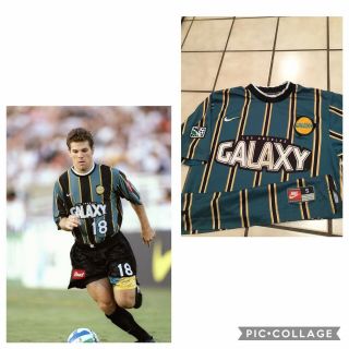 Vtg 90s 1997 Mls Nike Los Angeles Galaxy Striped Football Soccer Jersey Sz.  S